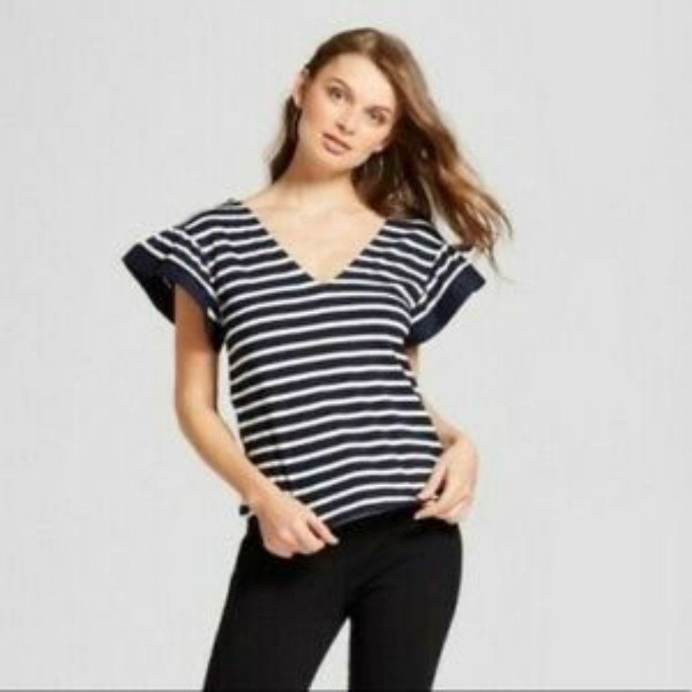 NWT A New Day navy striped top